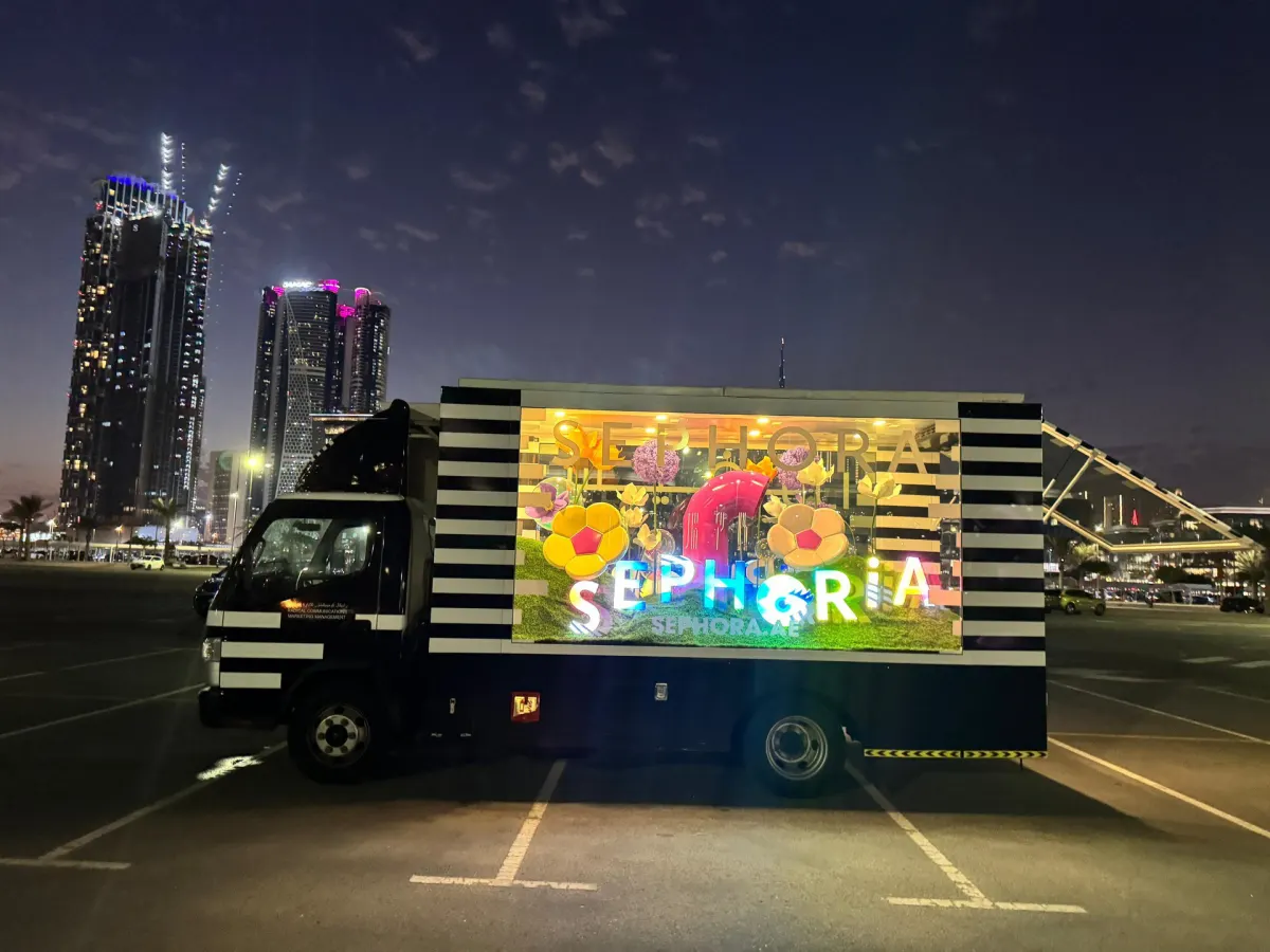 Mobile activation truck on the road in Dubai